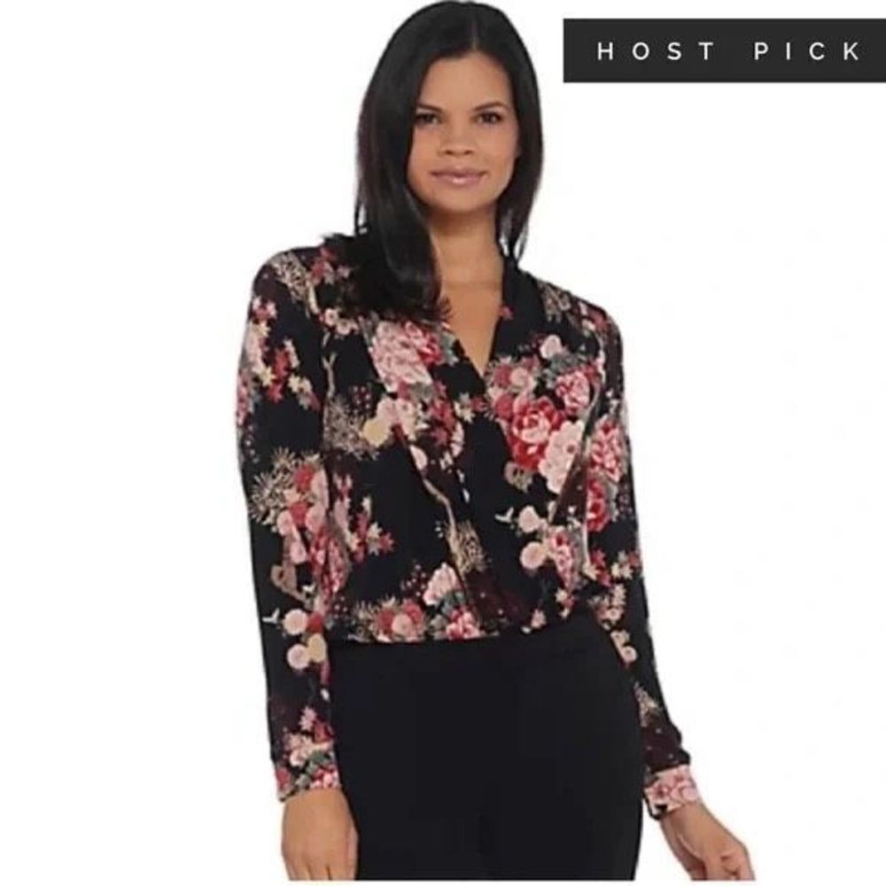 G.I.L.I Floral Jetsetter Cross-over‎ Bodysuit Size XXS / Runs Big
